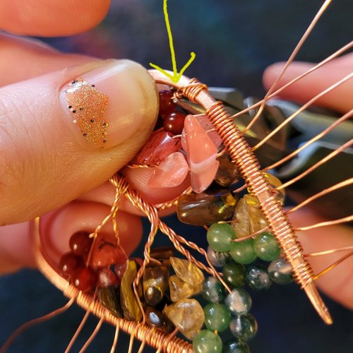 Jennifer Brooks's Rainbow Autumn Tree Earrings - , Contemporary Wire Jewelry, Dapping, Dapping Jewelry, How To Punch Holes, Hole Punching, Punch A Hole, Lashing, Wire Lashing, , tree of life earrings